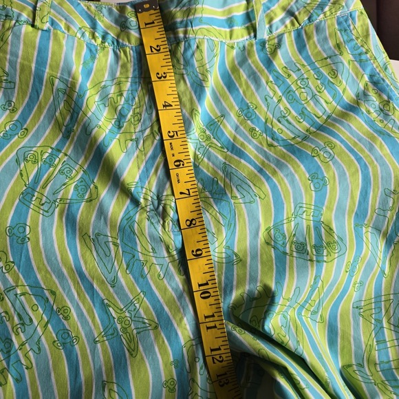 Walt‎ Disney World Capri Pants Size 14 Blue Green Disney Print Cotton New - Picture 9 of 11